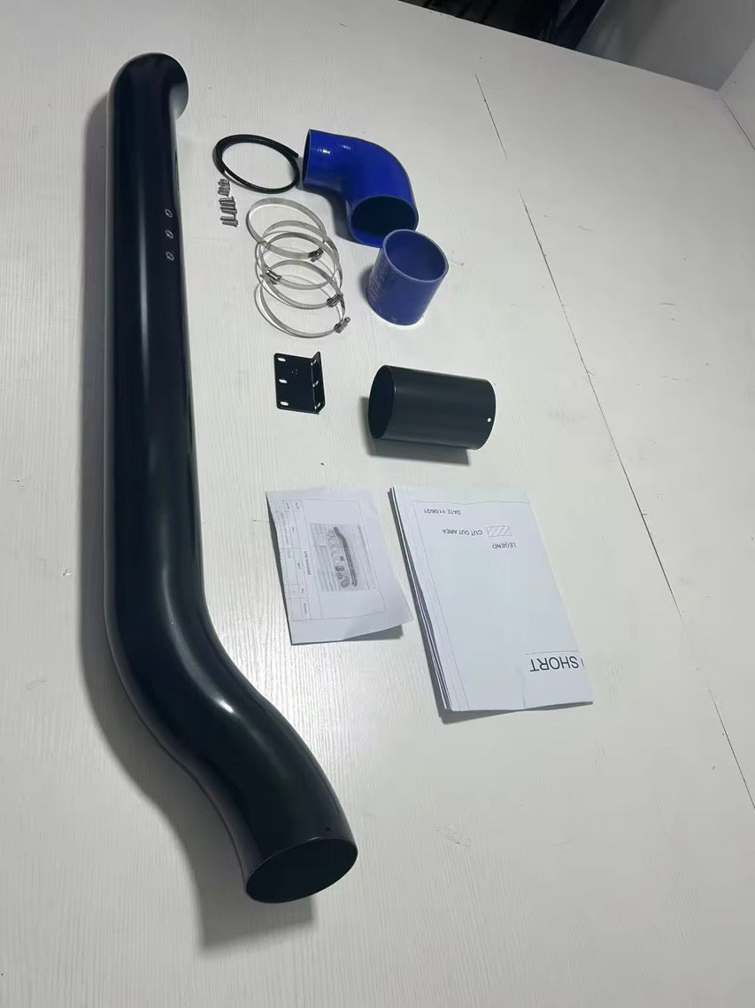 4" Stainless Snorkel Kit for Toyota Hilux N70 (2005–2014). Complete with template, fittings, and instructions for a perfect fit.